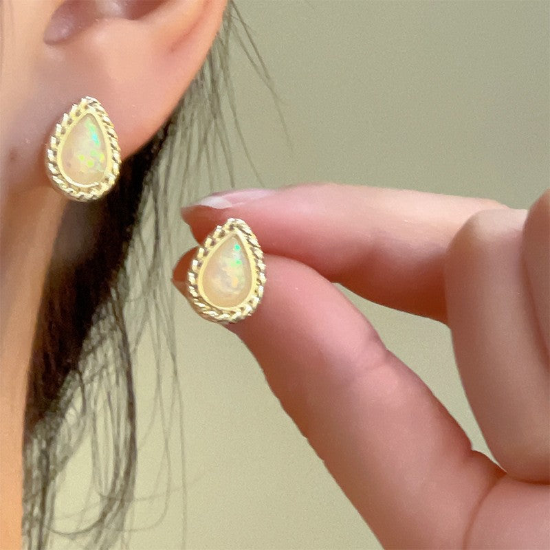 Vintage French Pearl Stud Earrings with Silver Pin Design