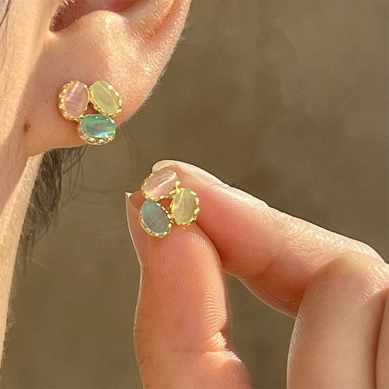 Vintage French Pearl Stud Earrings with Silver Pin Design