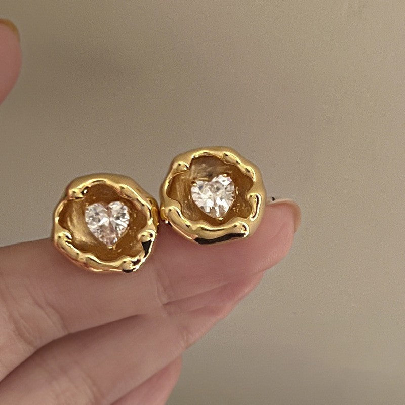 Vintage French Pearl Stud Earrings with Silver Pin Design