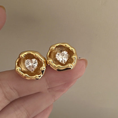 Vintage French Pearl Stud Earrings with Silver Pin Design