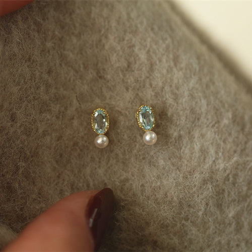 Vintage French Pearl Stud Earrings with Silver Pin Design