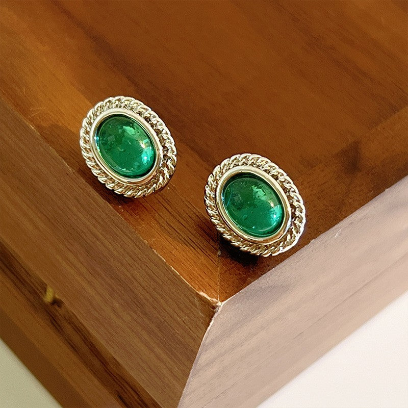 Vintage French Pearl Stud Earrings with Silver Pin Design
