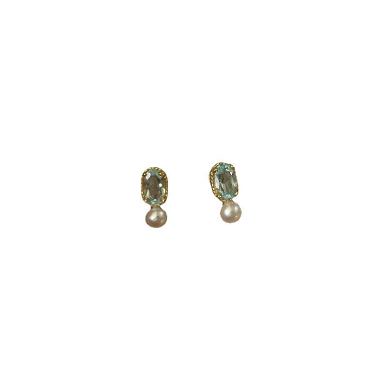 Vintage French Pearl Stud Earrings with Silver Pin Design