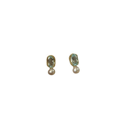 Vintage French Pearl Stud Earrings with Silver Pin Design