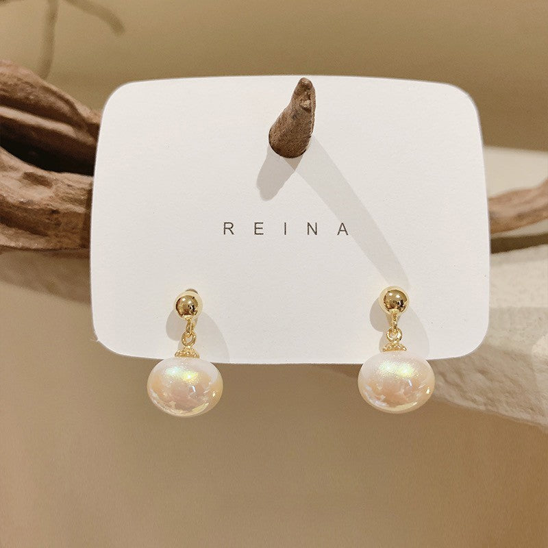 Vintage French Pearl Stud Earrings with Silver Pin Design