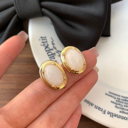 Vintage French Pearl Stud Earrings with Silver Pin Design