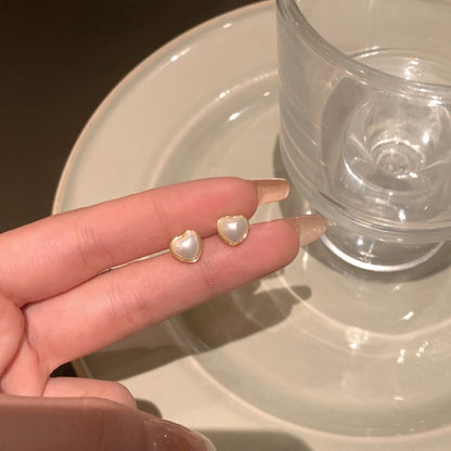 Vintage French Pearl Stud Earrings with Silver Pin Design